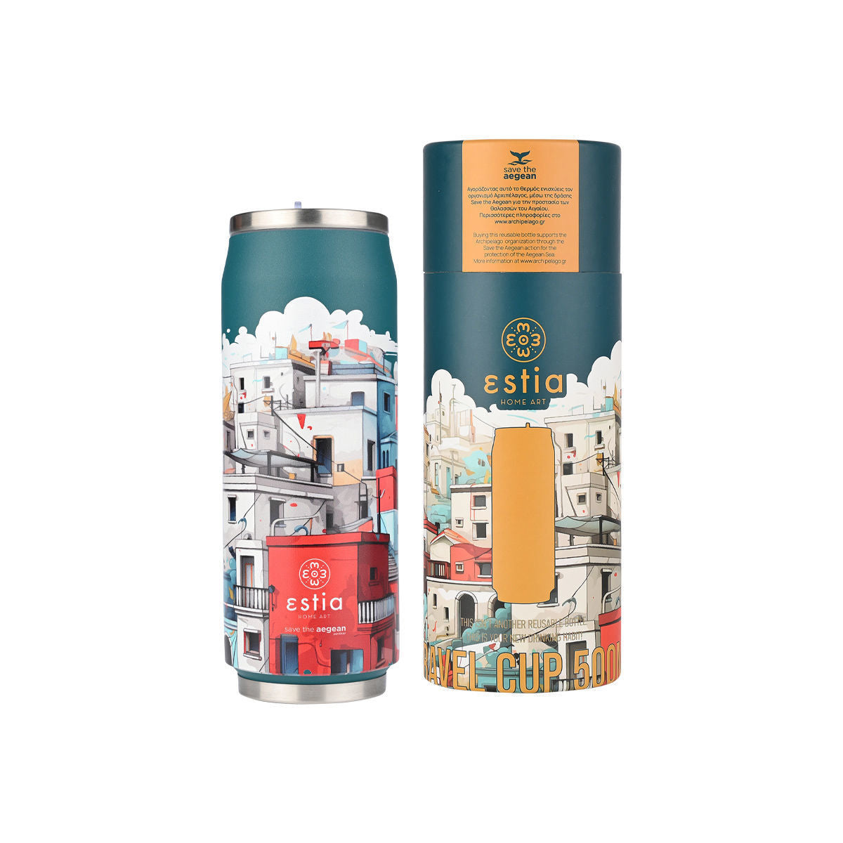 Gobelet isotherme de voyage THERMOS SAUVEZ LA MER ÉGÉE 500 ml - Îles Grecques
