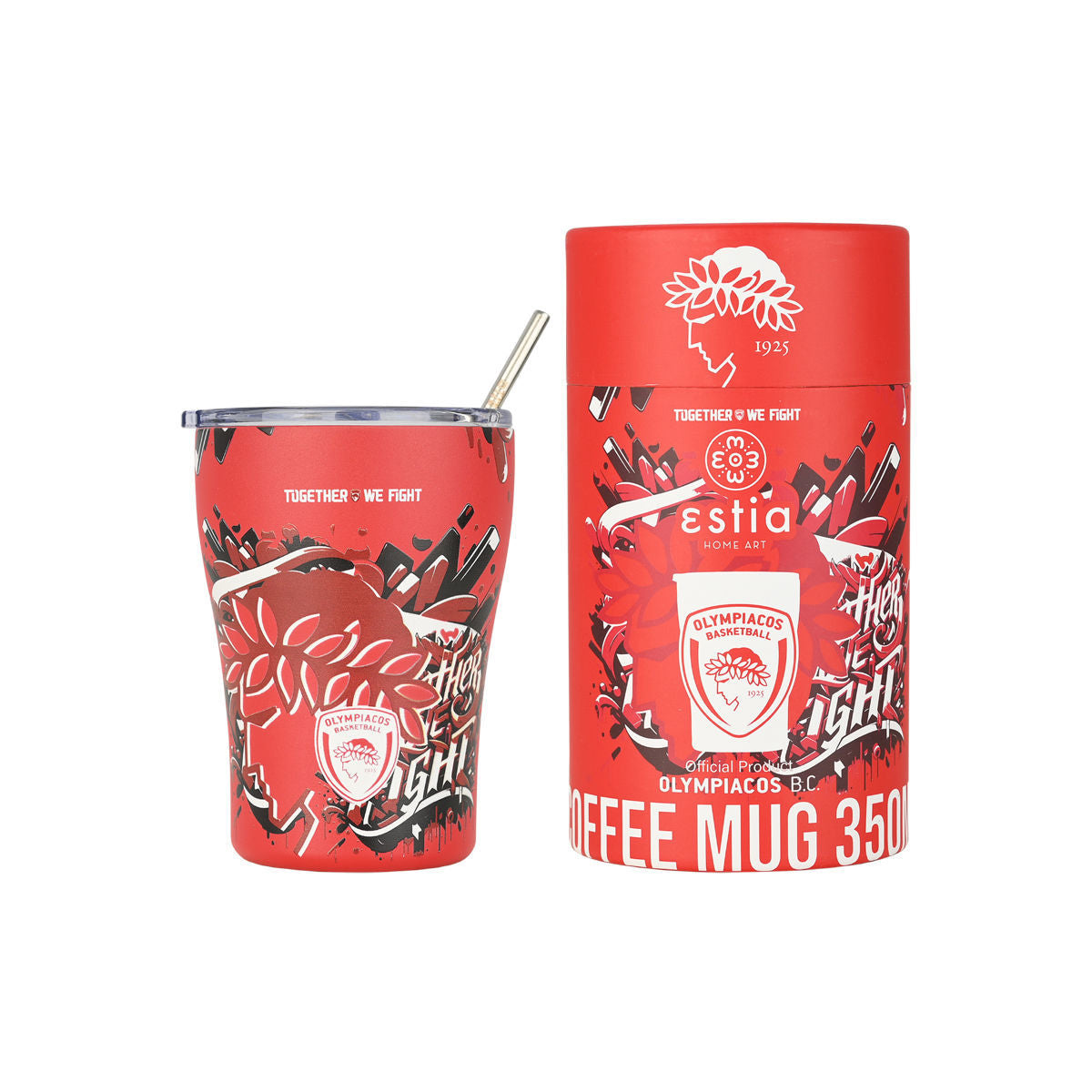 Mug à café Thermos Édition Olympiacos BC Ensemble, nous combattons 350 ml