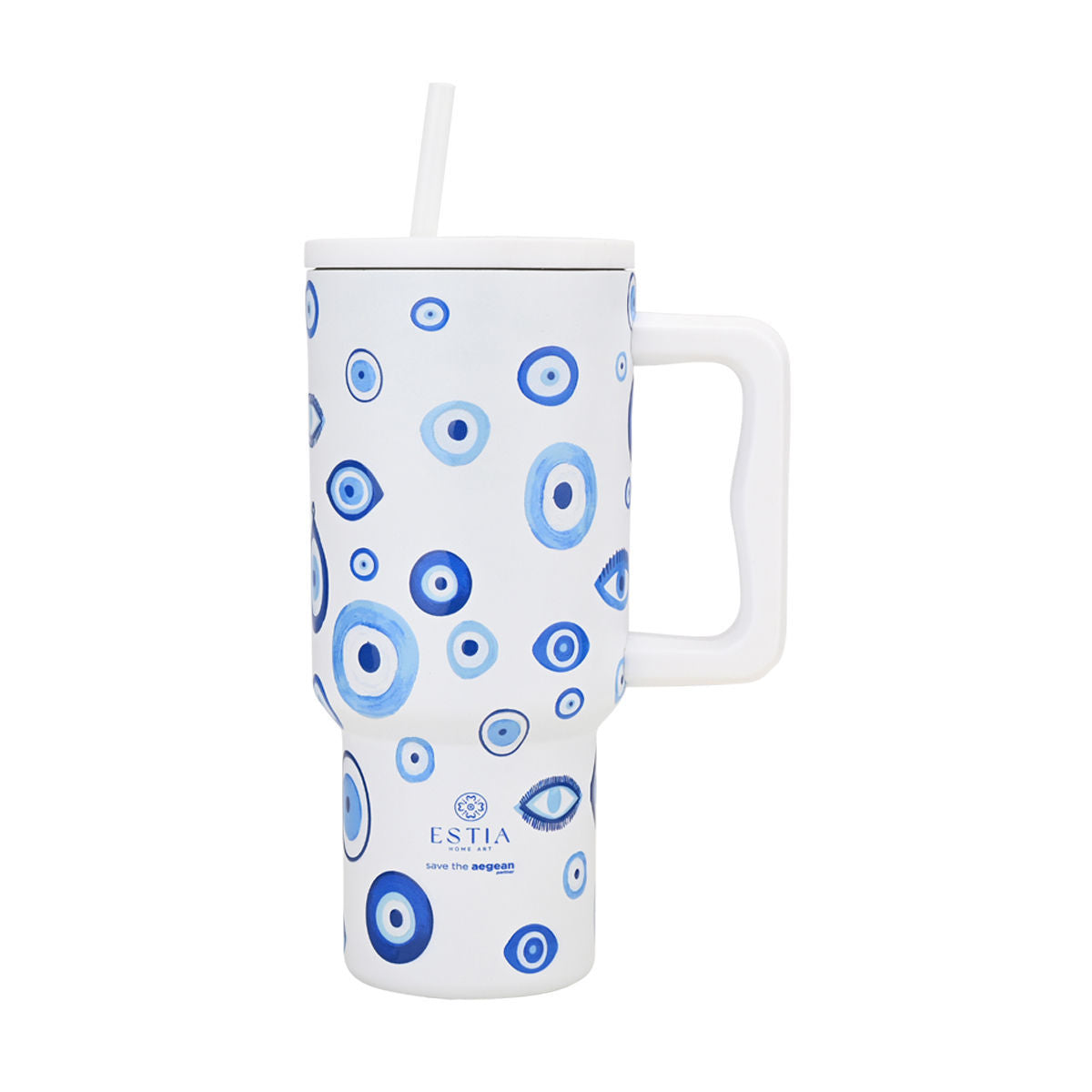 Gobelet isotherme à paille Thermos XL Sauvez la mer Égée 900 ml Oeil Grec